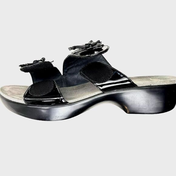 Dansko Sandals Eu 40 Black Donna Patent Leather Slip On Adjustable Double Strap - Picture 11 of 14